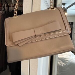 Anne Klein Taupe Crossbody Bag with Bow